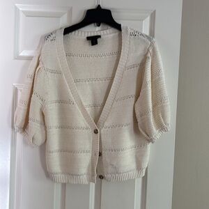 House of Harlow Cream Cardigan Sweater with Textured Knit